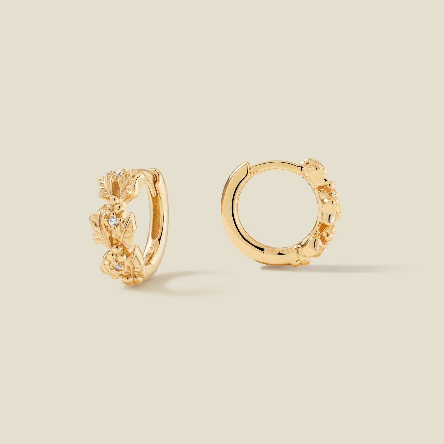December CZ Birth Flower Huggie Hoop Earrings