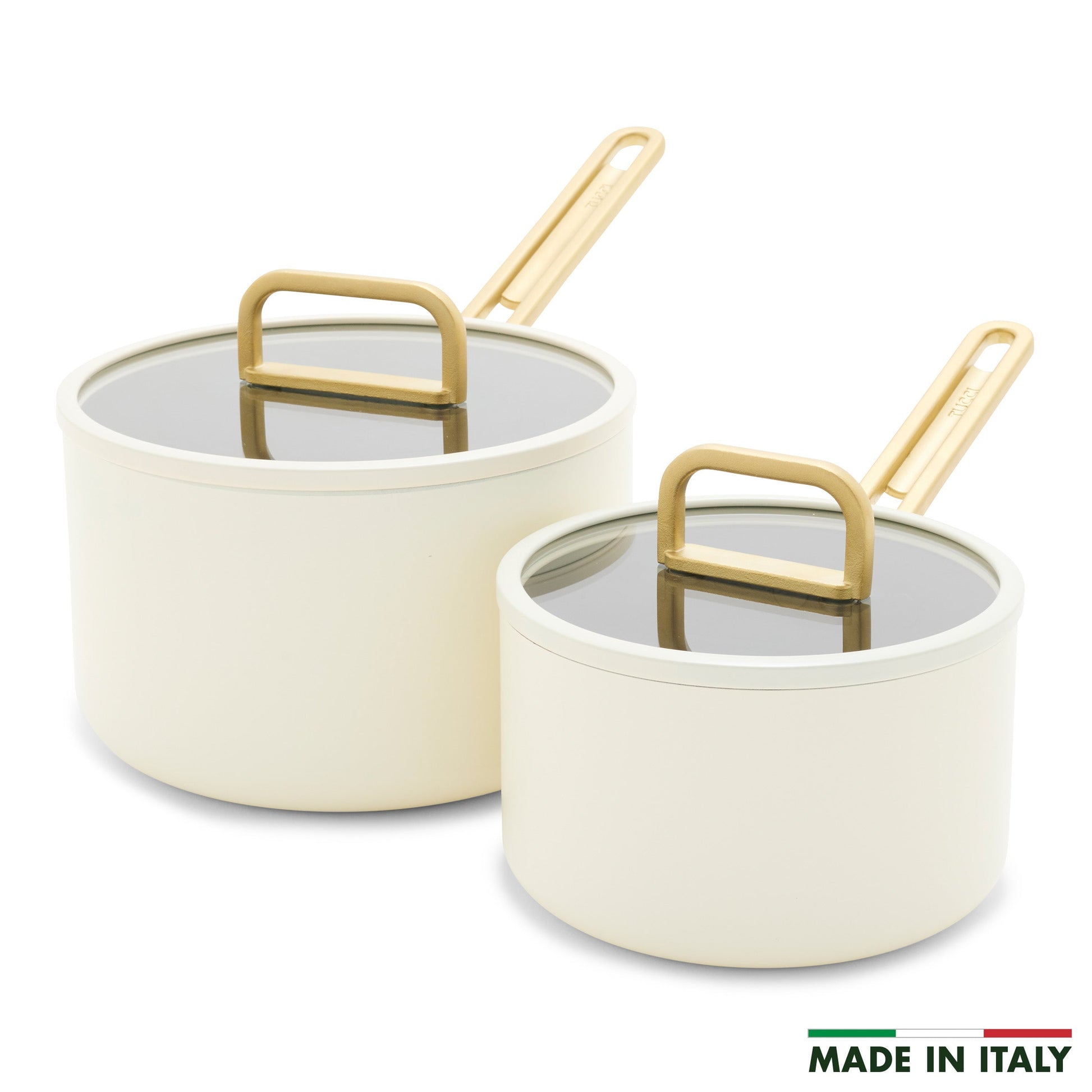 Stanley Tucci™ Ceramic Nonstick 4-Piece Saucepan Set | Carrara White