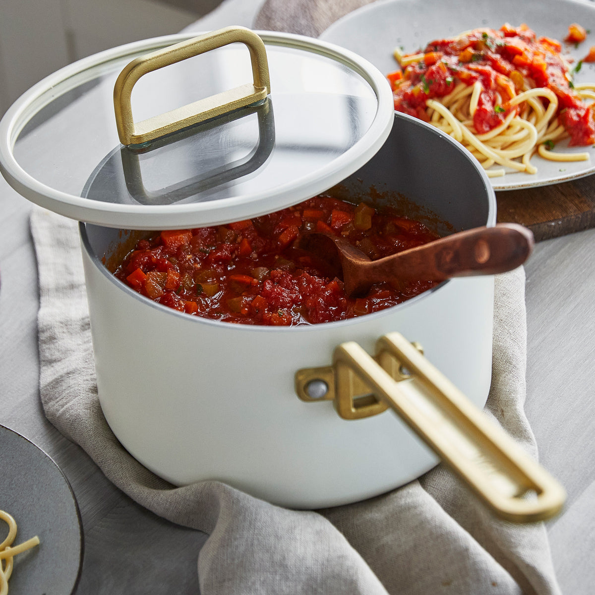 Stanley Tucci™ Ceramic Nonstick 4-Piece Chef Set | Carrara White