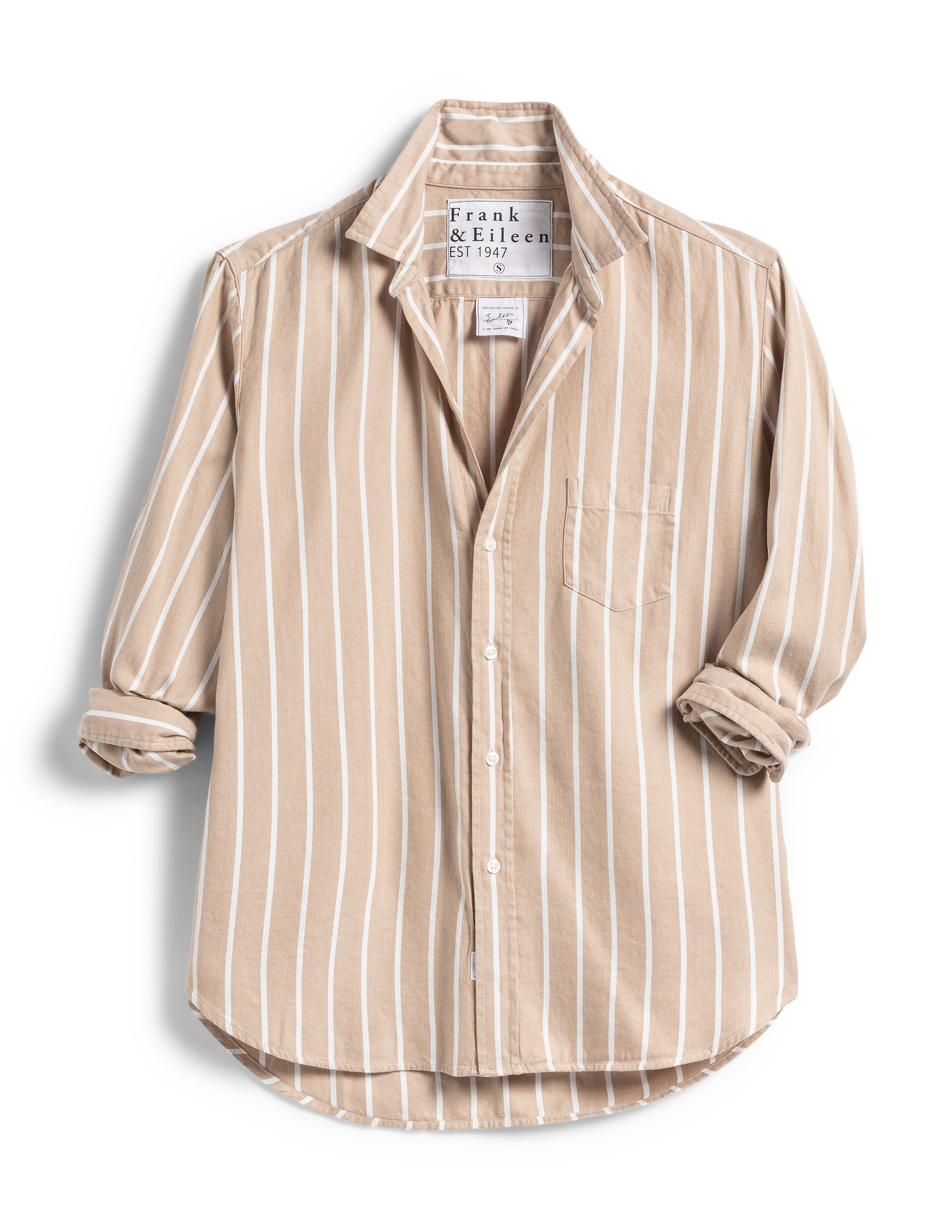EILEEN Camel with White Stripe, Brushed Cotton