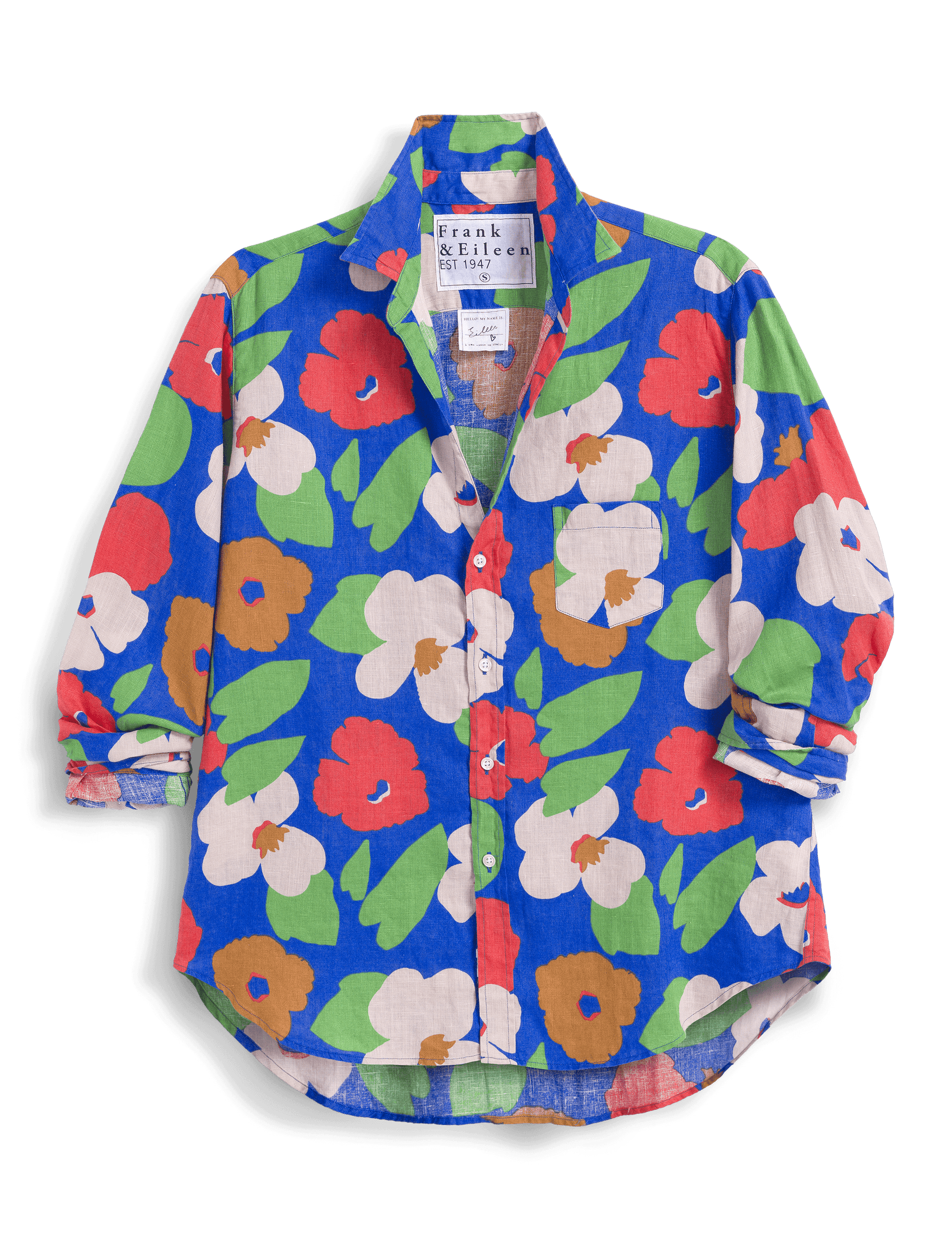 EILEEN Bright Blue Floral, Italian Classic Linen