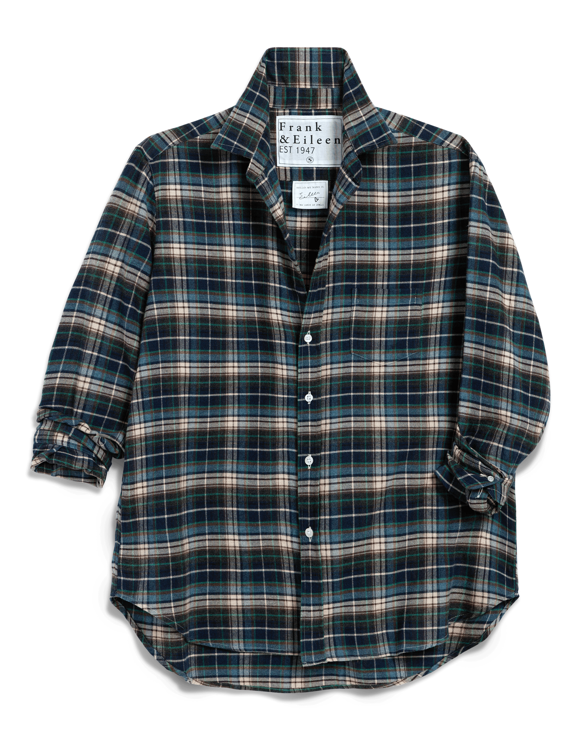 EILEEN Gray and Tan with Blue Plaid, Italian Flannel