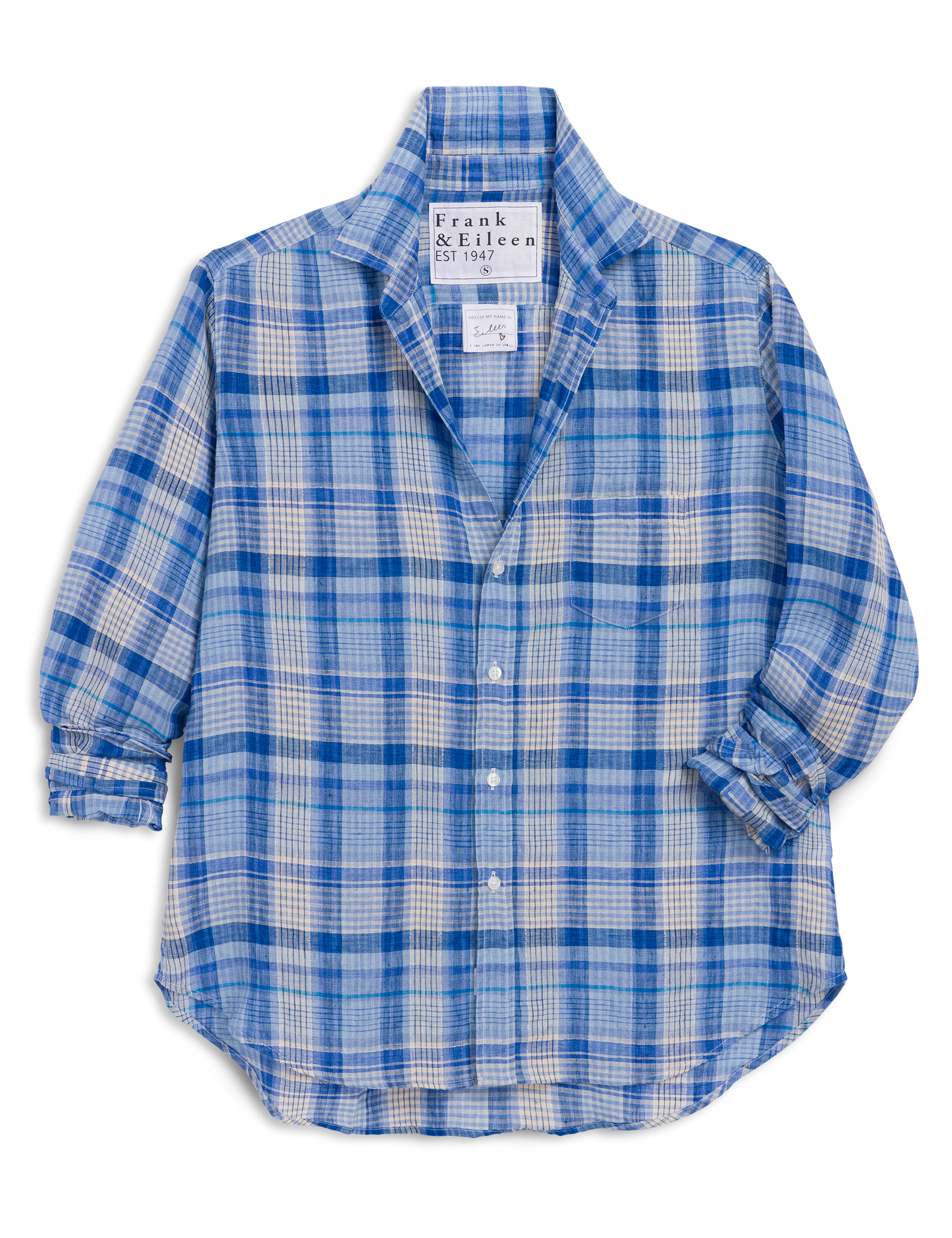 EILEEN Multi Blue Plaid, Italian Classic Linen