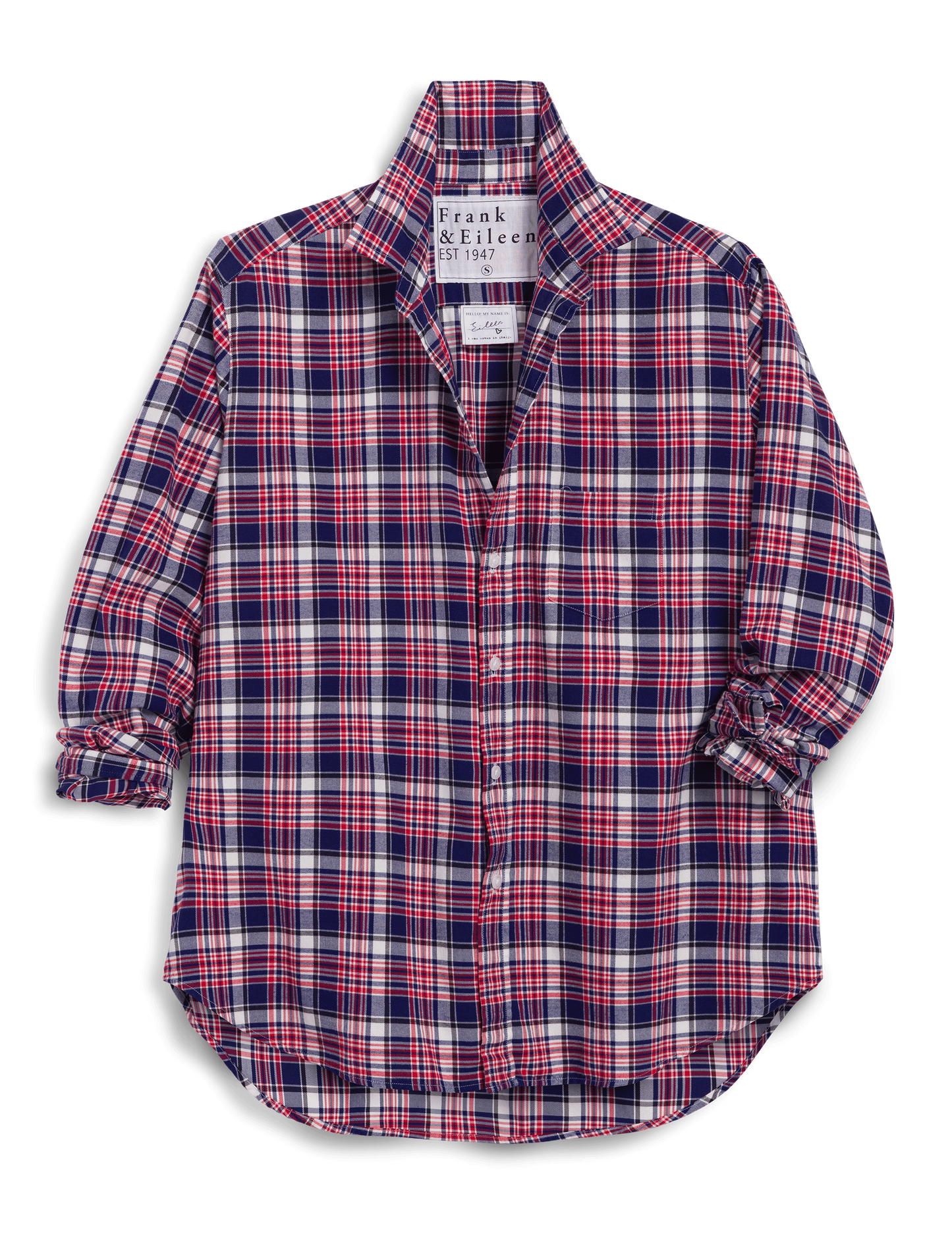 EILEEN White and Black with Red Plaid, Italian Flannel