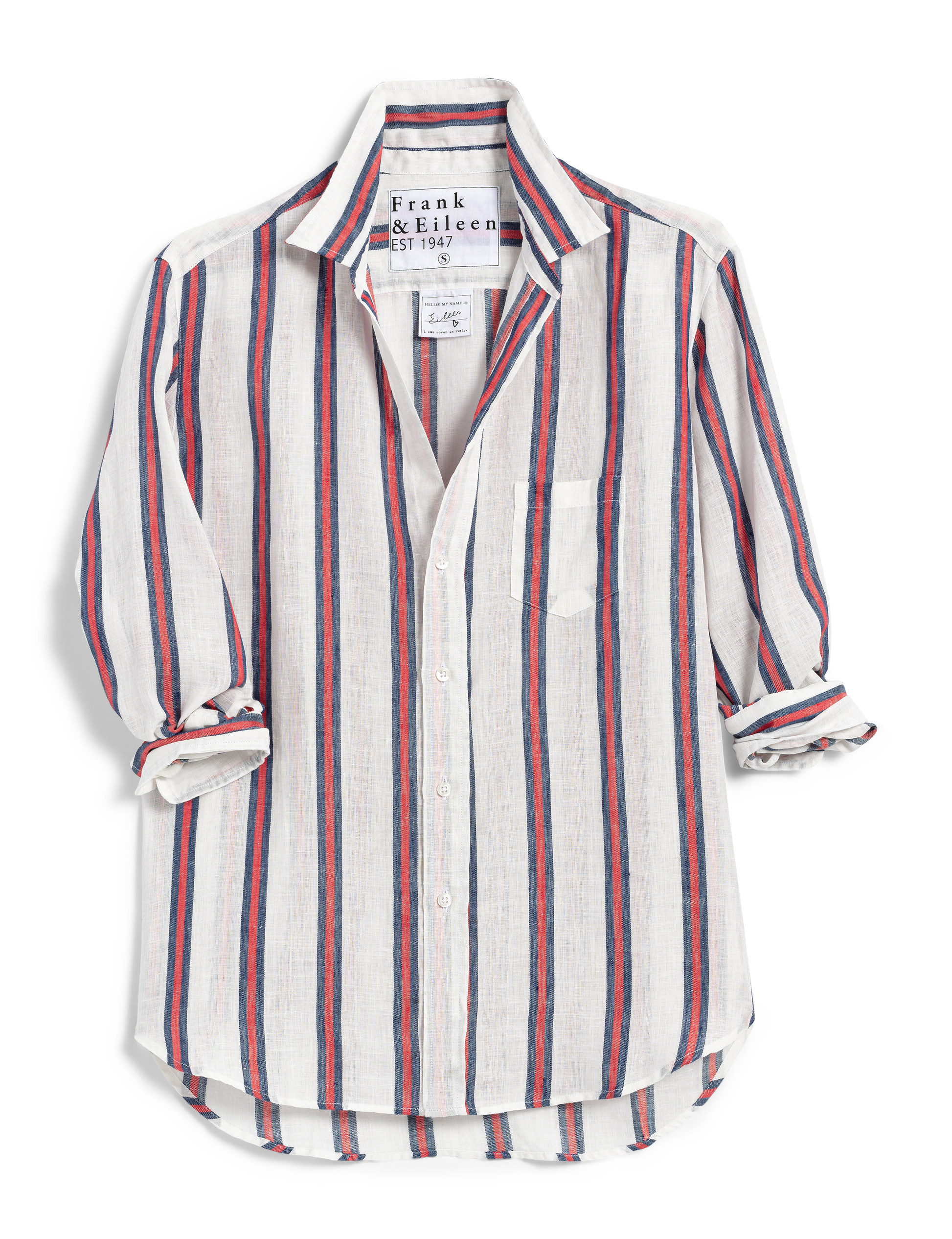 EILEEN Red and Navy Stripes, Italian Classic Linen