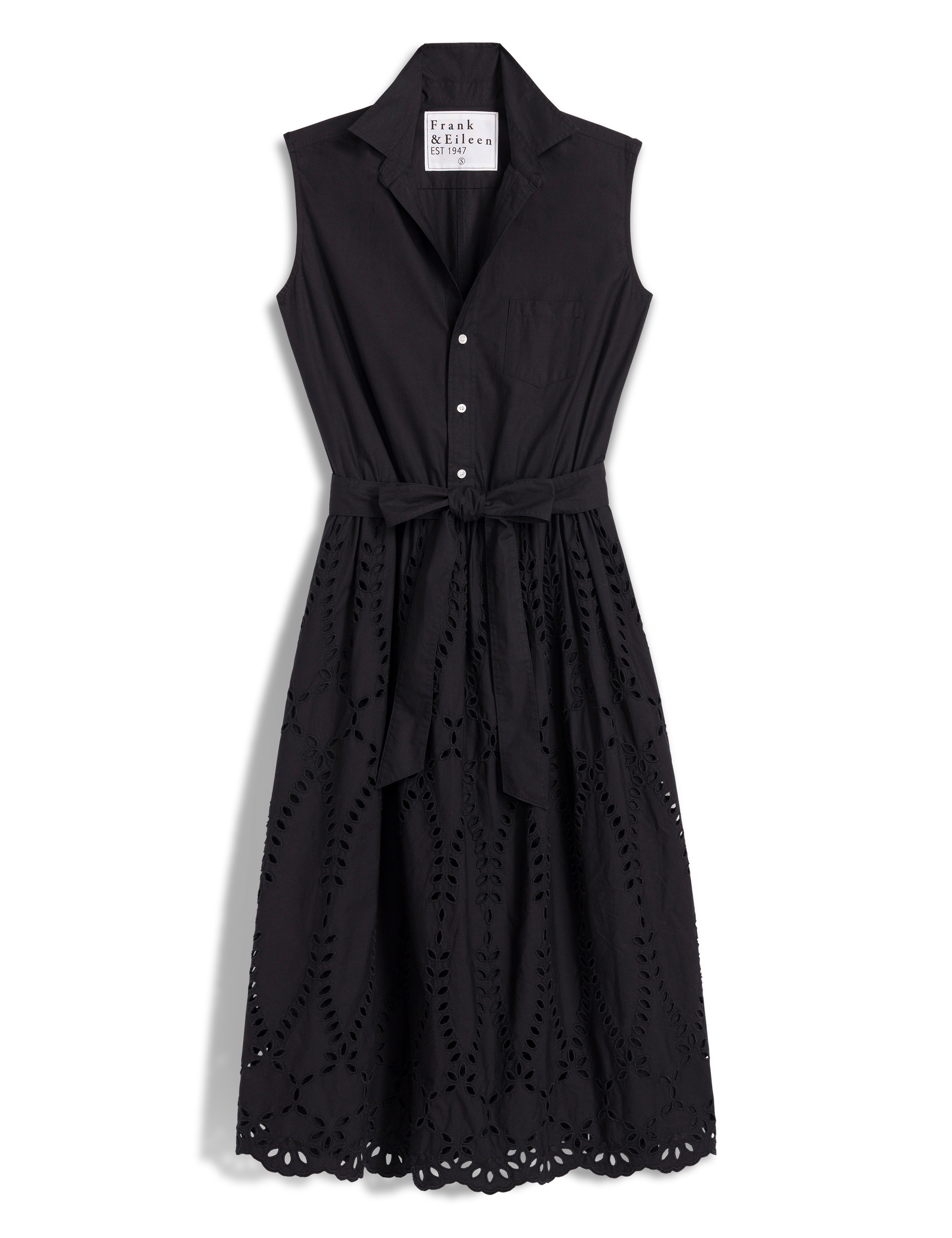 GRACE SLEEVELESS DRESS Black, Eyelet Cotton