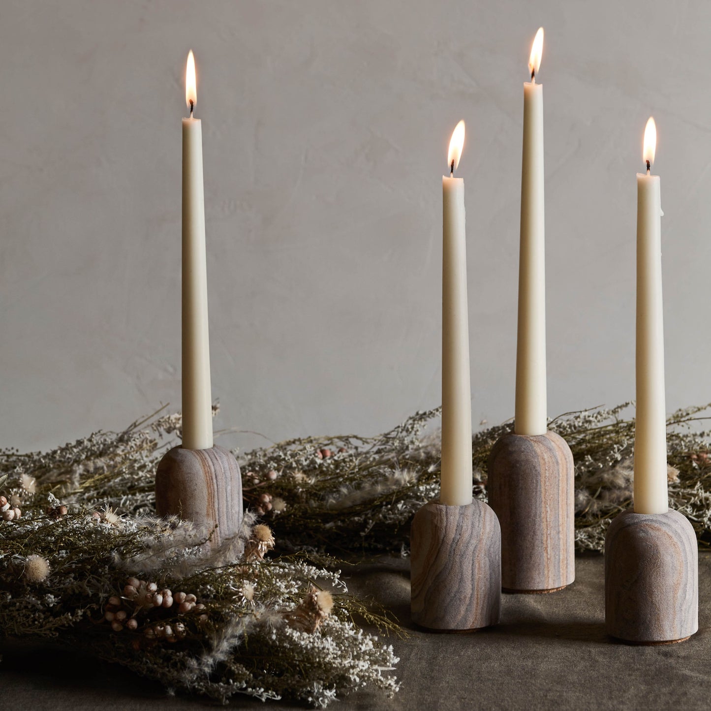Eshana Sandstone Candle Holders - Set of 2