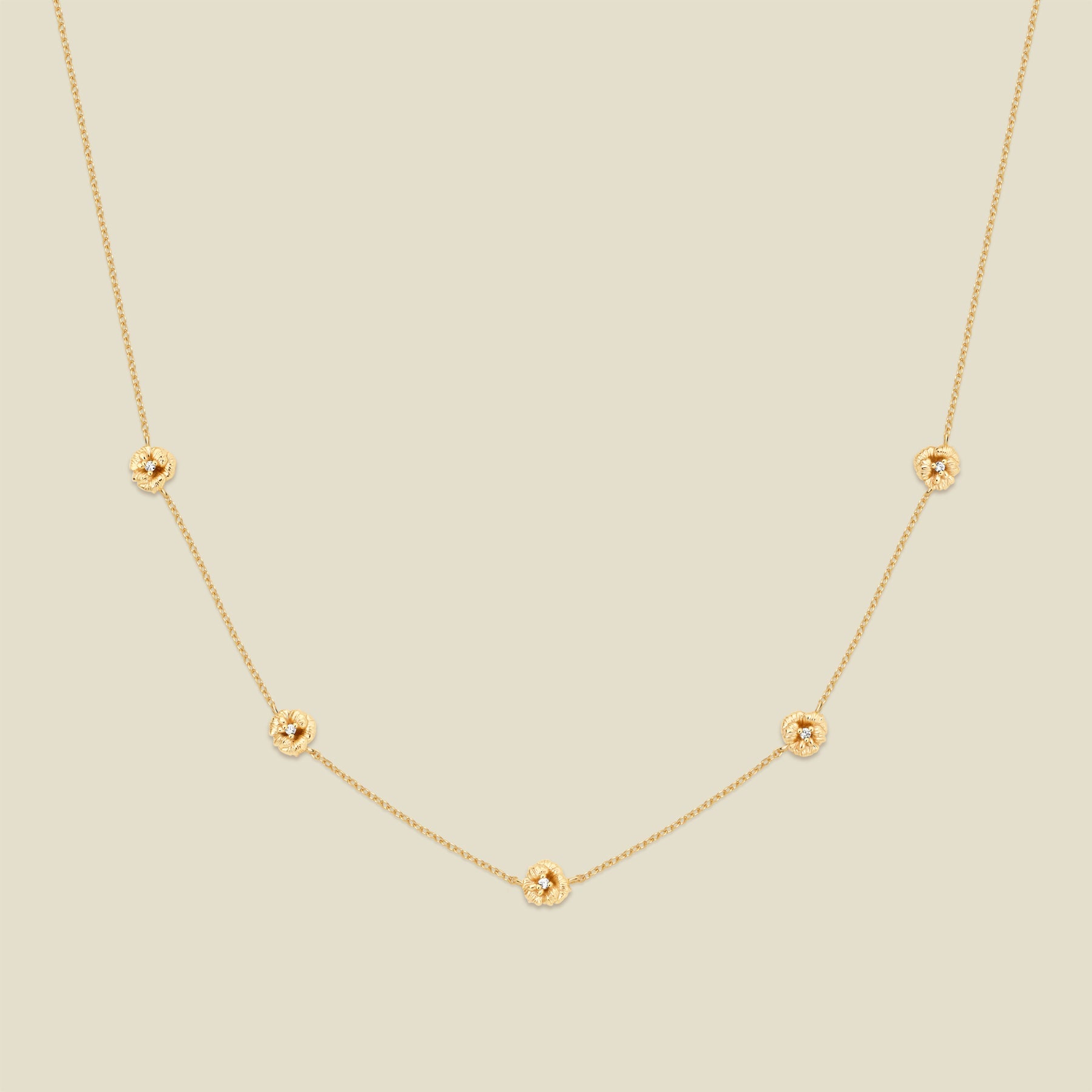 February CZ Birth Flower Station Necklace