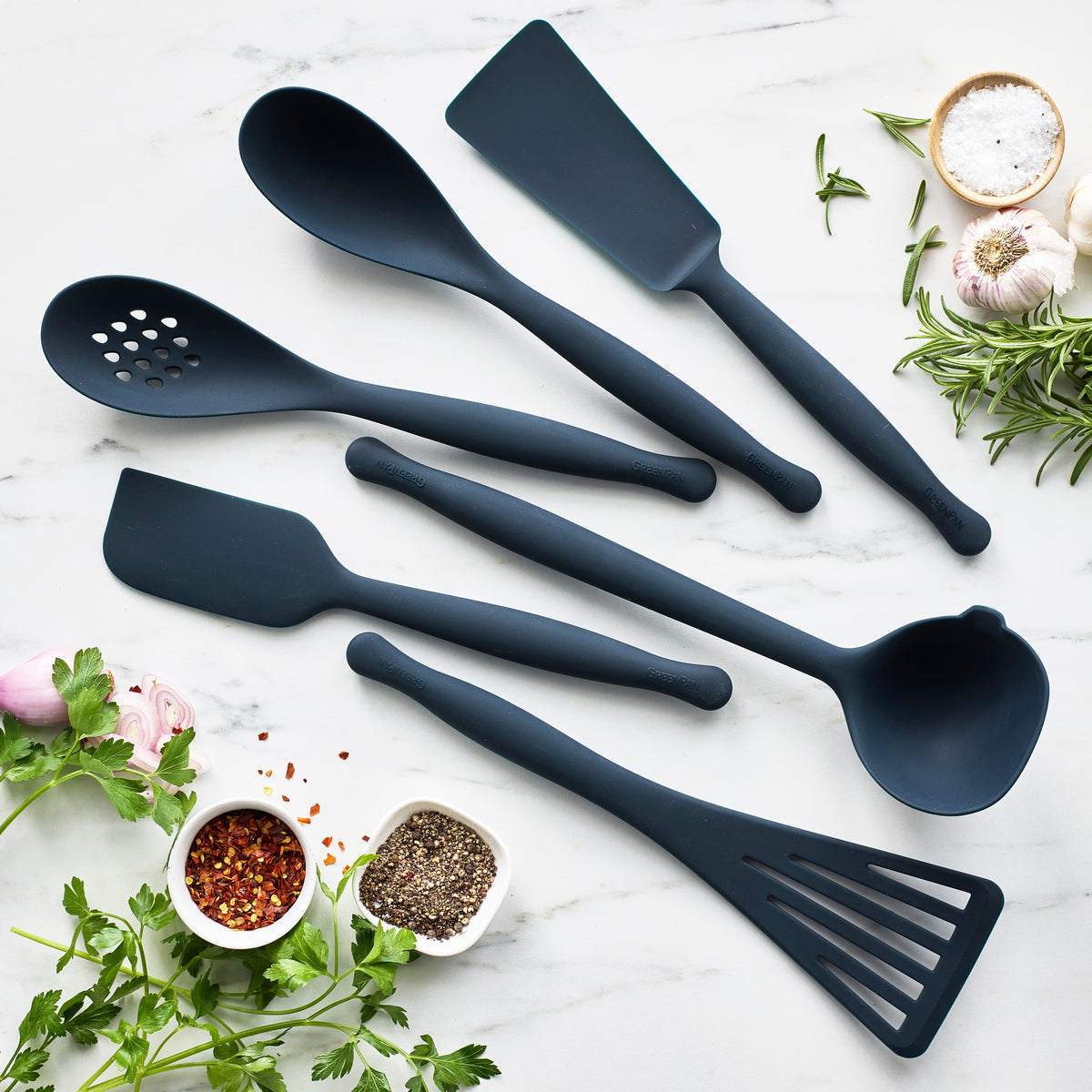 Premiere Silicone Solid Spoon | Oxford Blue