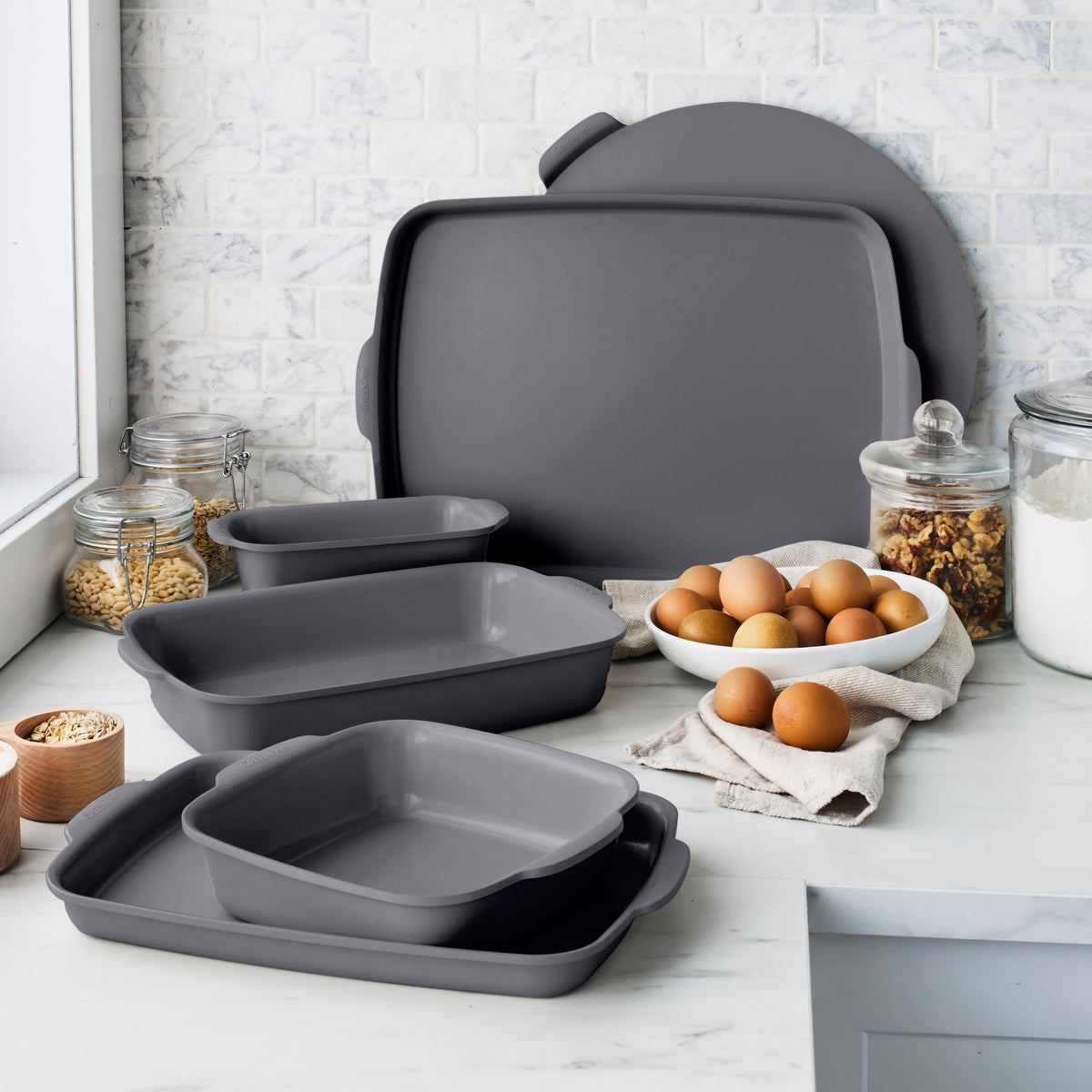 Premiere Ovenware Ceramic Nonstick 6-Piece Set | Gray