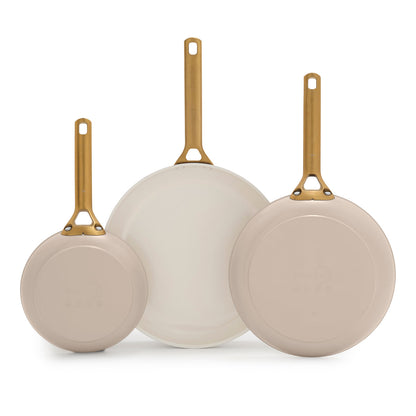 Reserve Pro Ceramic Nonstick 8", 10" and 12" Frypan Set | Macadamia
