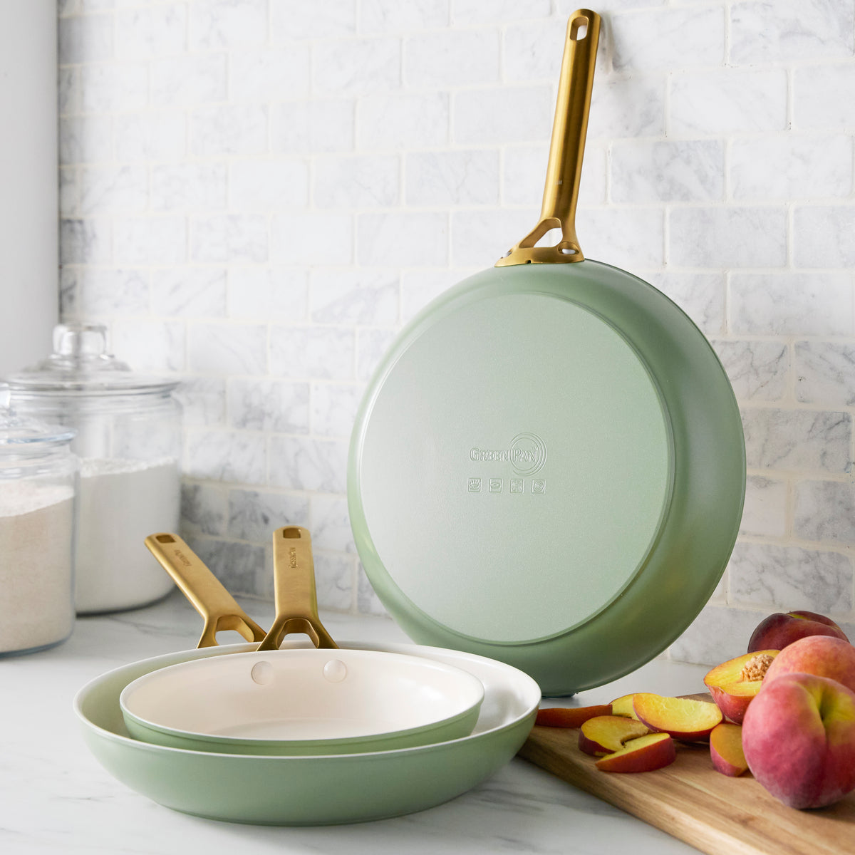 Reserve Pro Ceramic Nonstick 8", 10" and 12" Frypan Set | Sage
