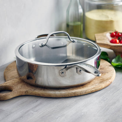 Valencia Pro Stainless Steel Uncoated 5-Quart Sauté Pan with Lid