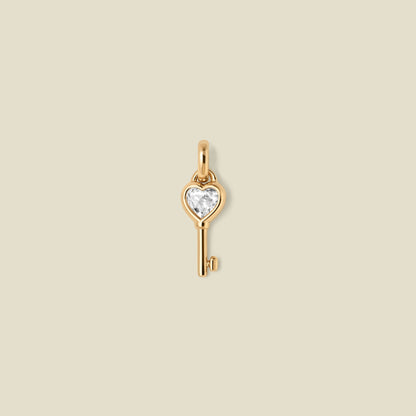 CZ Heart Key Charm