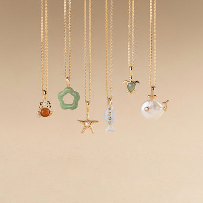 Pearl Whale Charm Necklace