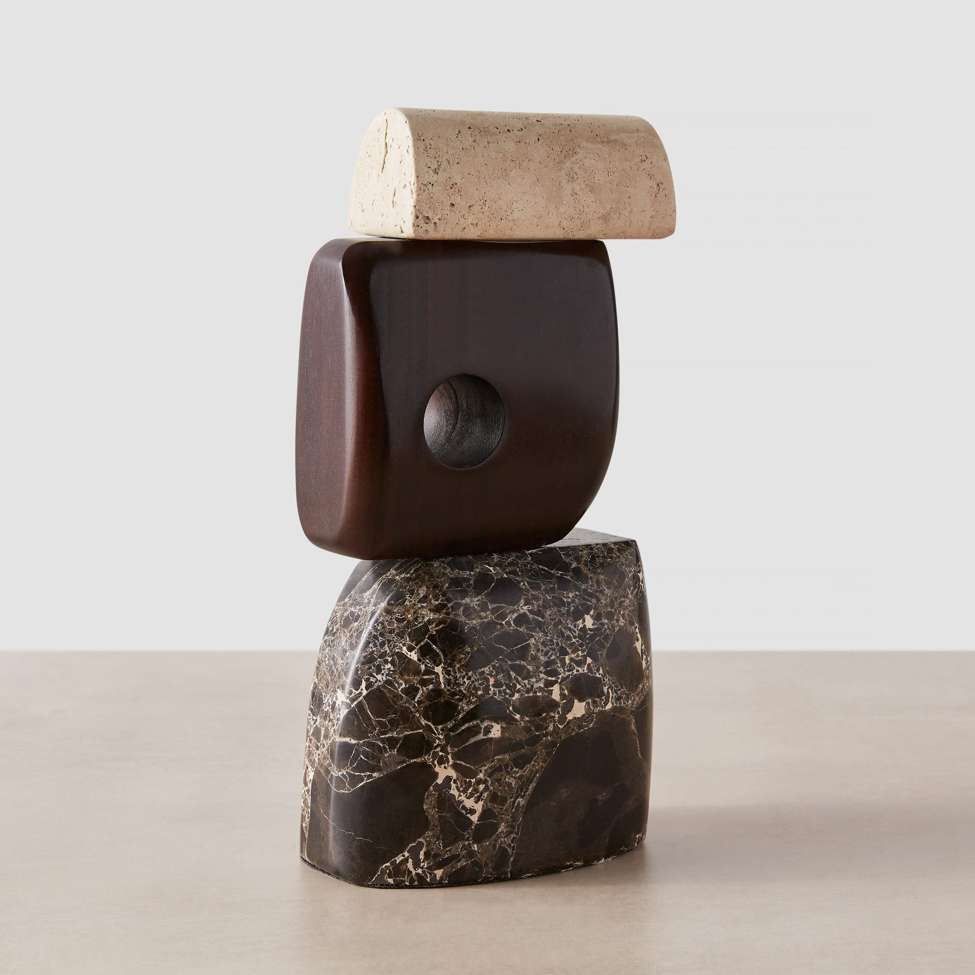 Hari Stone and Wood Sculpture