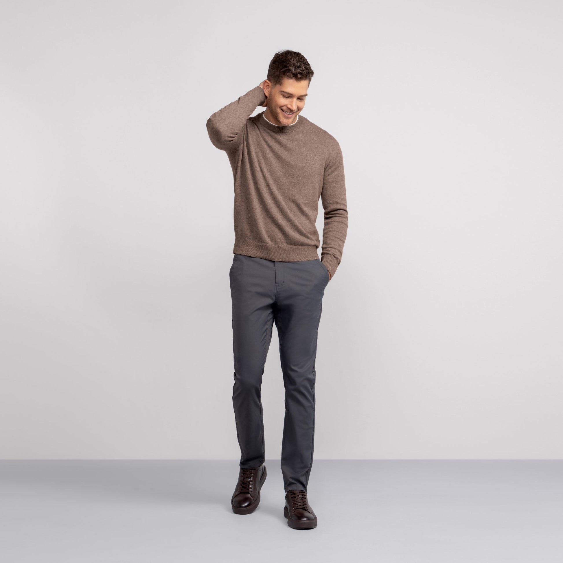 Anytime Crewneck Sweater -- Mocha Heather