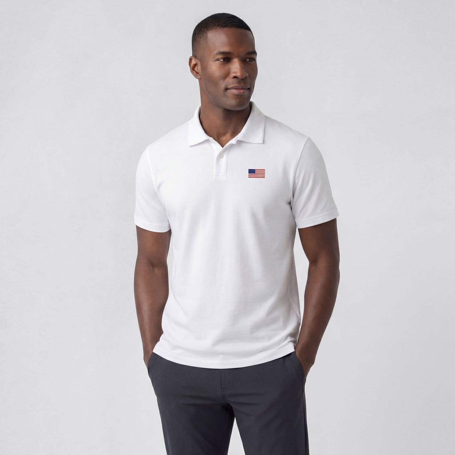 Clubhouse Pique Polo -- USA Flag
