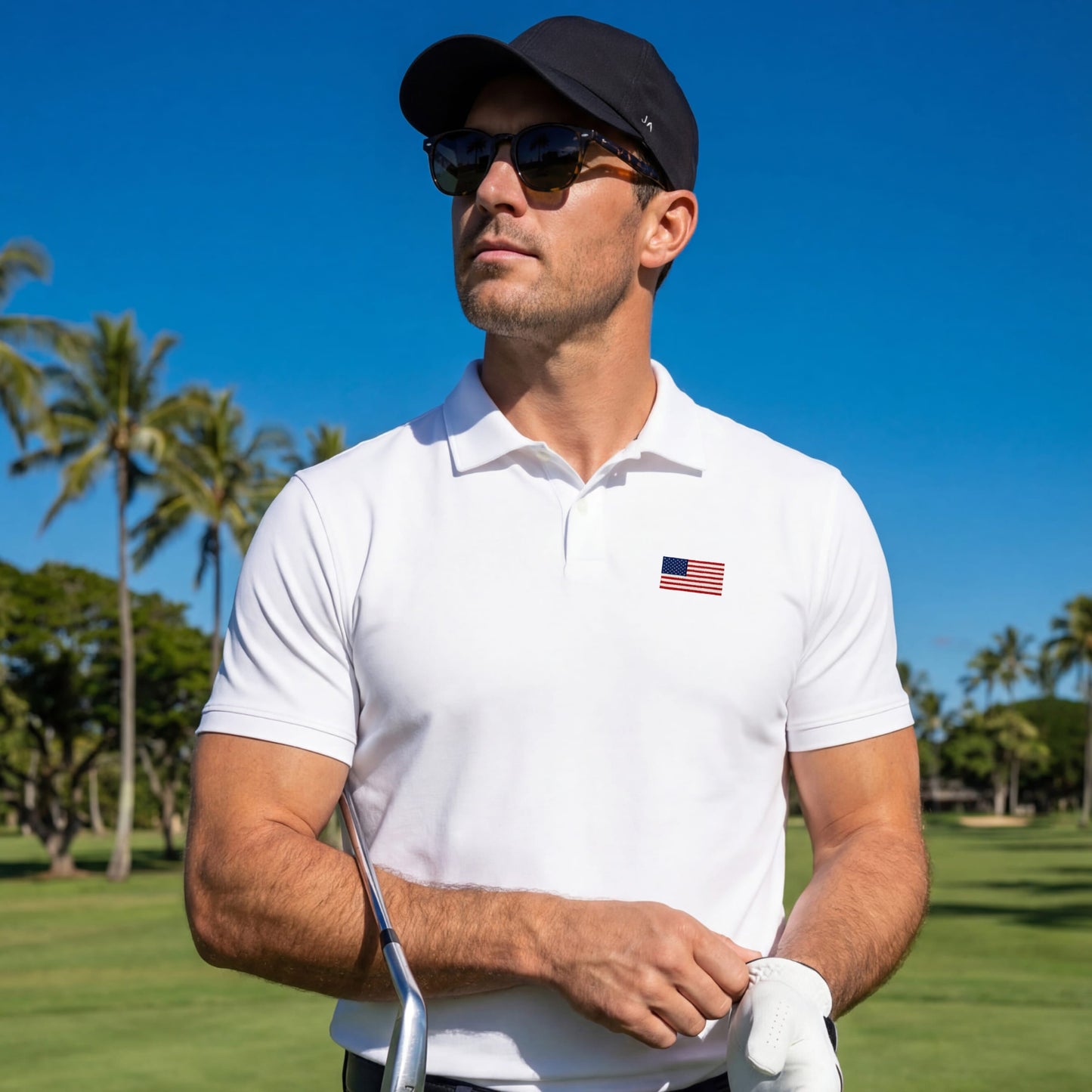 Clubhouse Pique Polo -- USA Flag