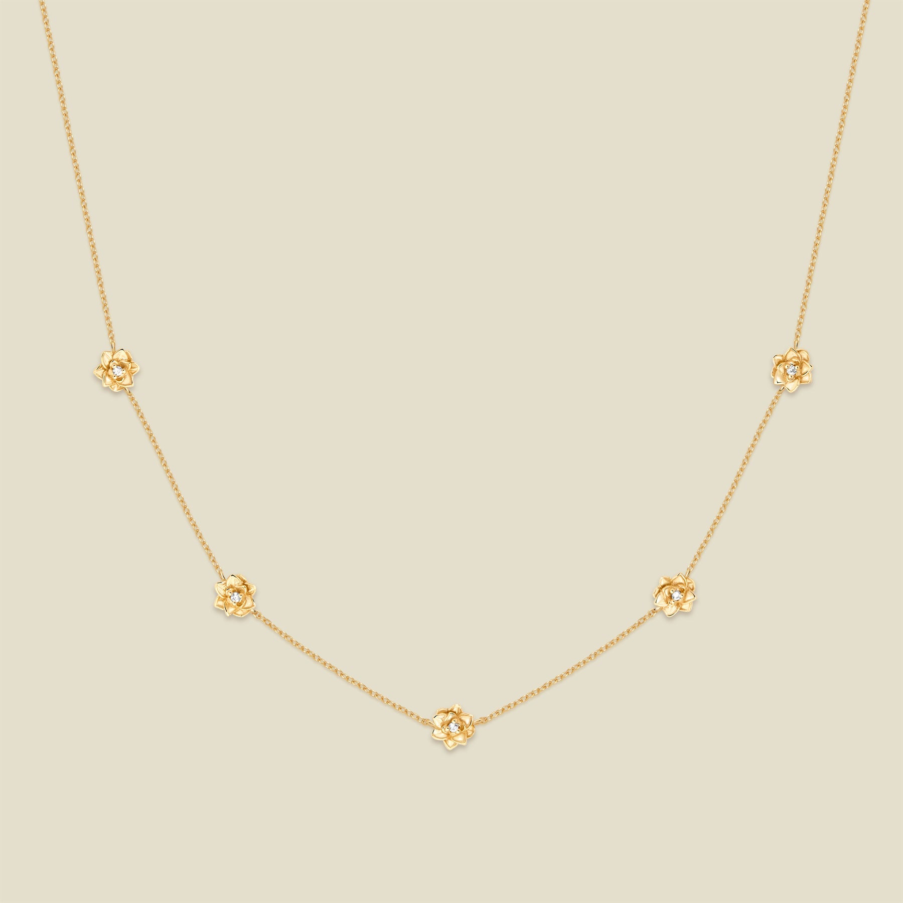 July CZ Birth Flower Station Necklace