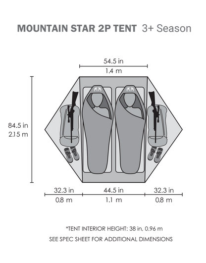 Mountain Star 2 Person Tent Set | Gunmetal-Orange