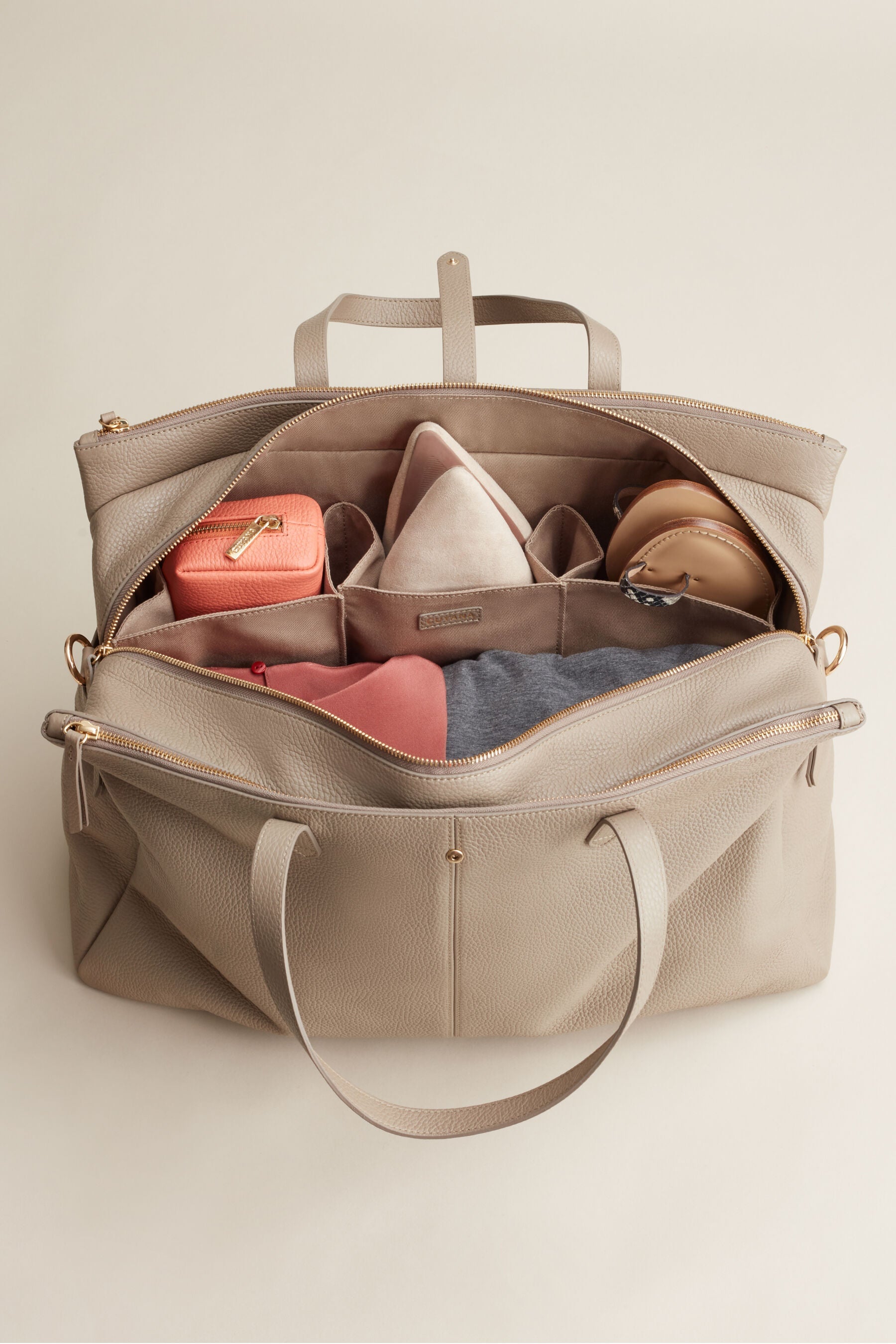 Leather Triple Zipper Weekender