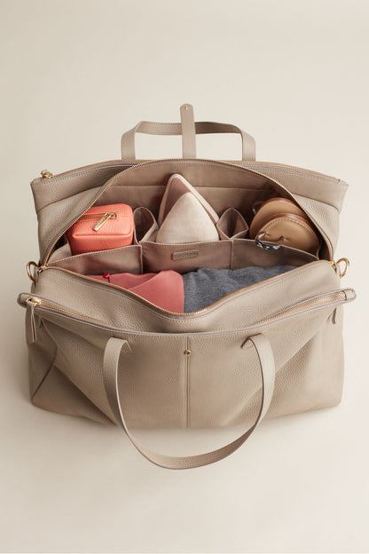 Leather Triple Zipper Weekender