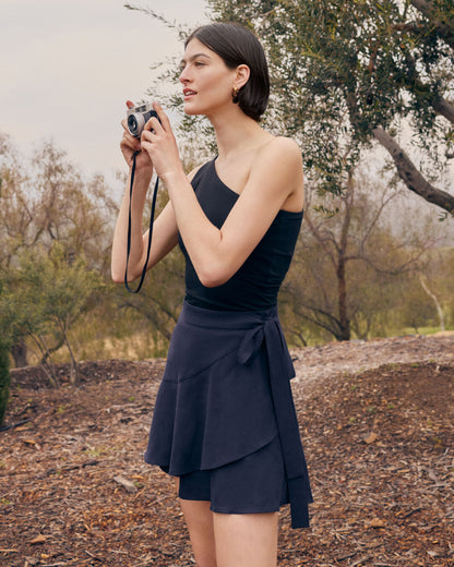 Linen Wrap Mini Skirt
