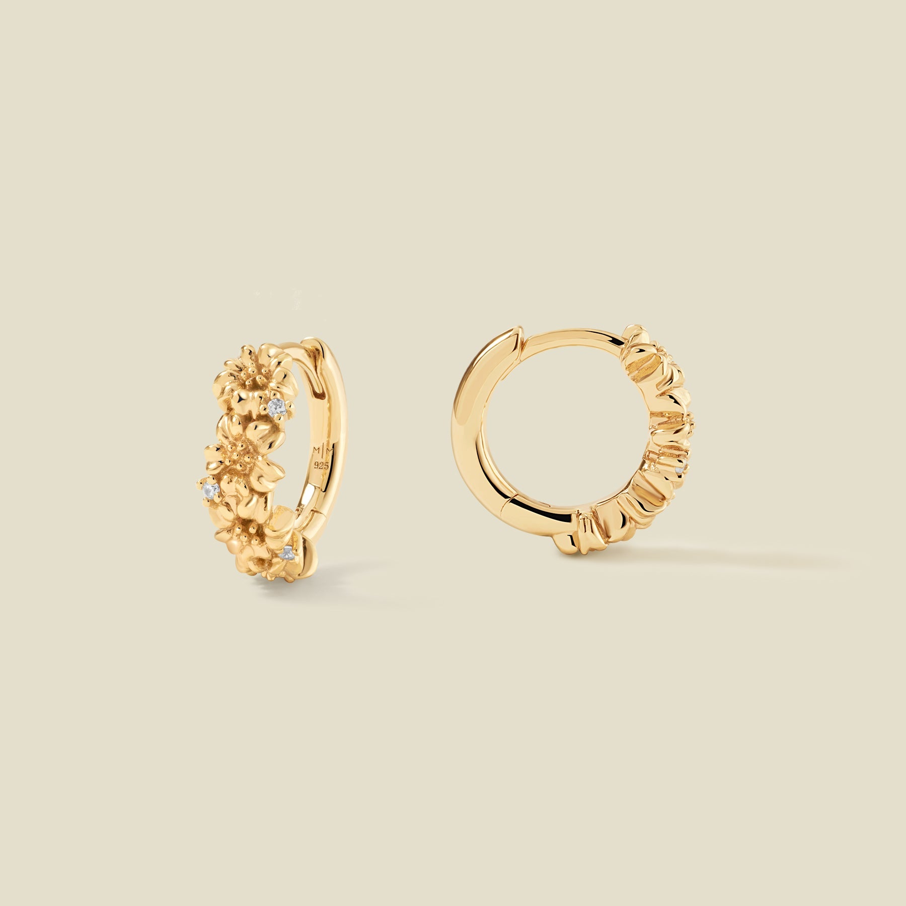 March CZ Birth Flower Huggie Hoop Earrings