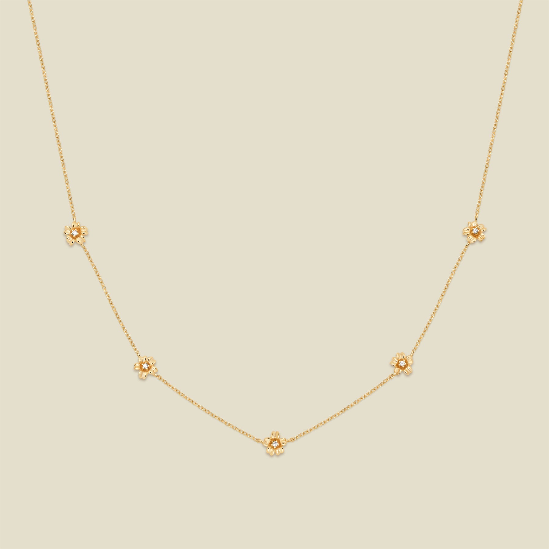 March CZ Birth Flower Station Necklace