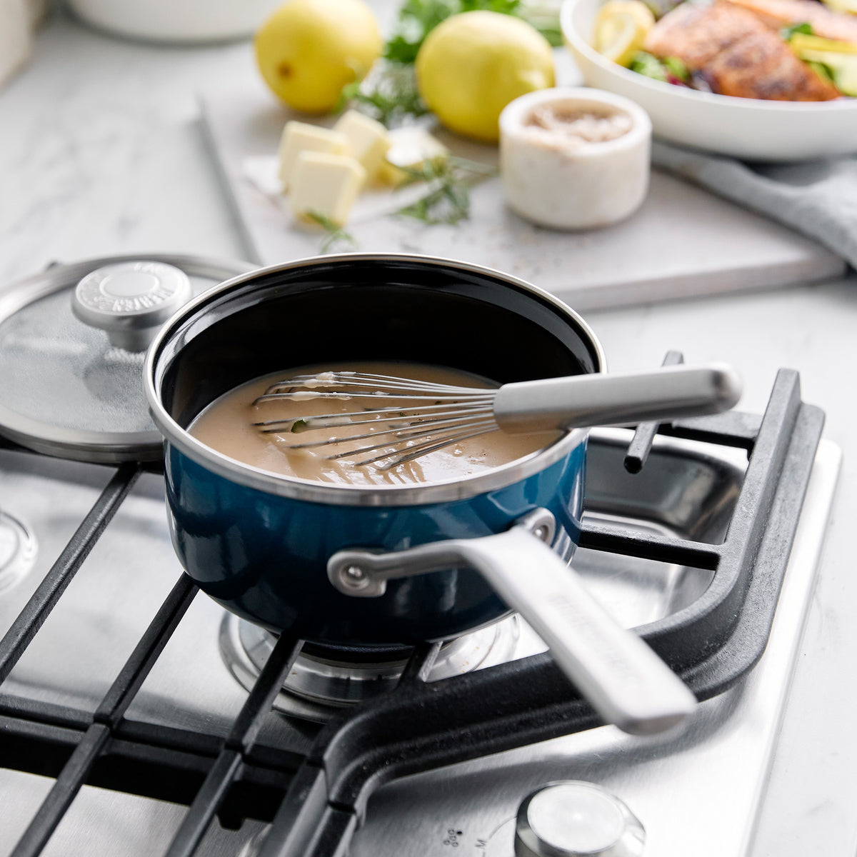 Merten & Storck Steel Core Enameled 1.5-Quart Saucepan with Lid | Aegean Teal
