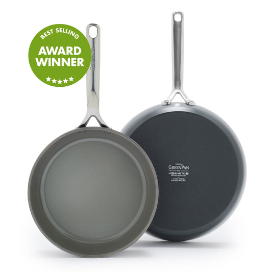 GP5 Colors Ceramic Nonstick 9.5" and 11" Frypan Set with Mirror Handles | Slate