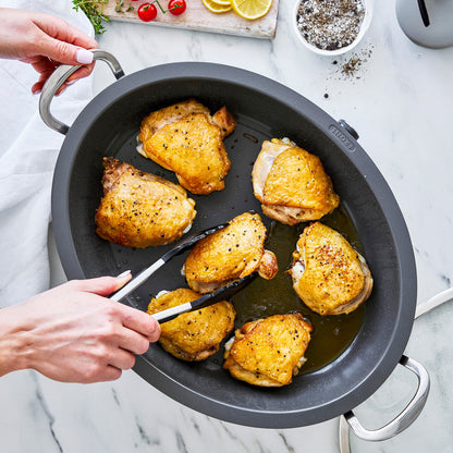 Elite 5.5-Quart Oval Electric Skillet | Premiere Stainless Steel