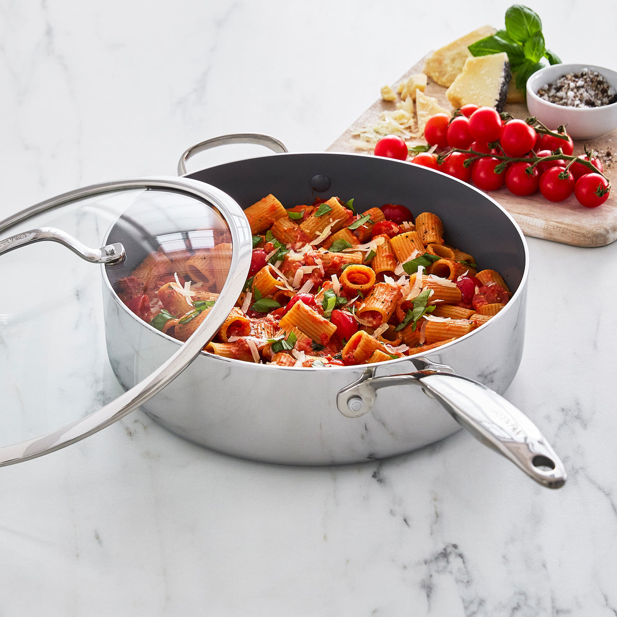 Valencia Pro Stainless Steel 5-Quart Sauté Pan with Lid