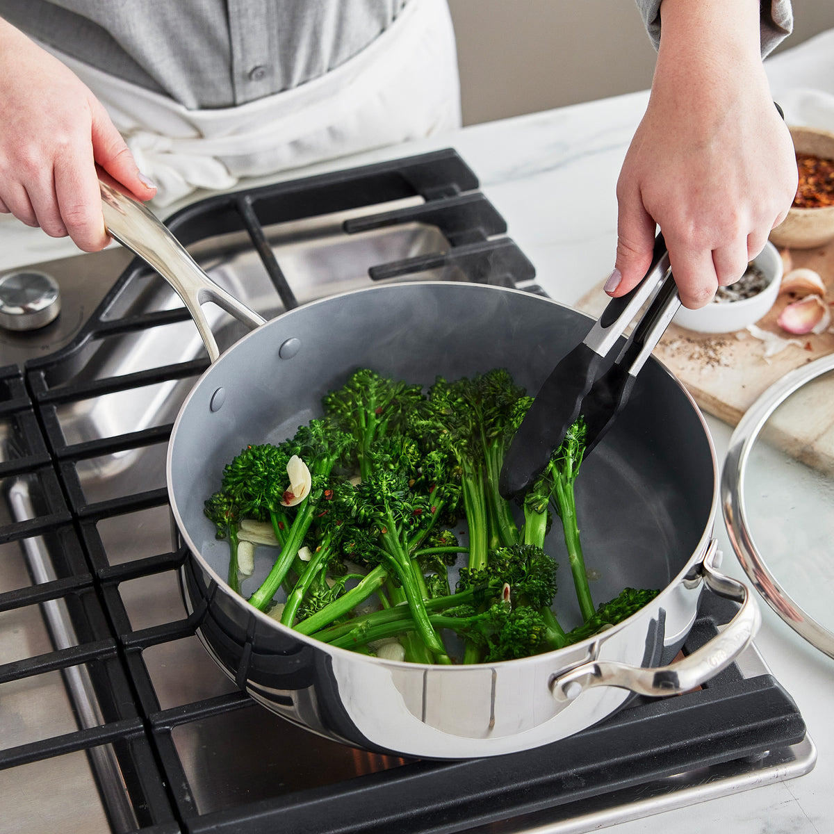 Valencia Pro Stainless Steel 5-Quart Sauté Pan with Lid