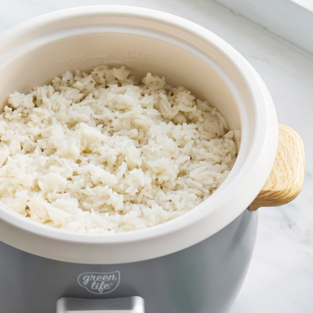 GreenLife 6-Cup Rice Cooker | Quartz Gray