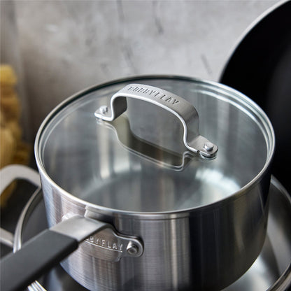 Bobby Flay by GreenPan Stainless Steel Uncoated & PFAS-Free Nonstick 12-Piece Cookware Set