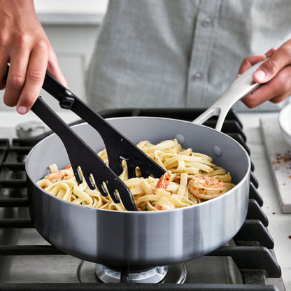 Premiere Silicone Locking Pasta Tongs | Black