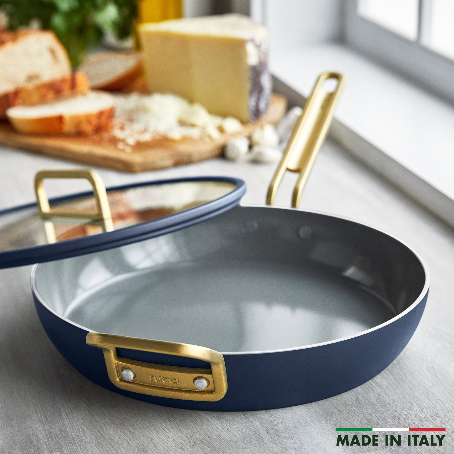 Stanley Tucci™ Ceramic Nonstick 12" Frypan with Lid | Marino Blue