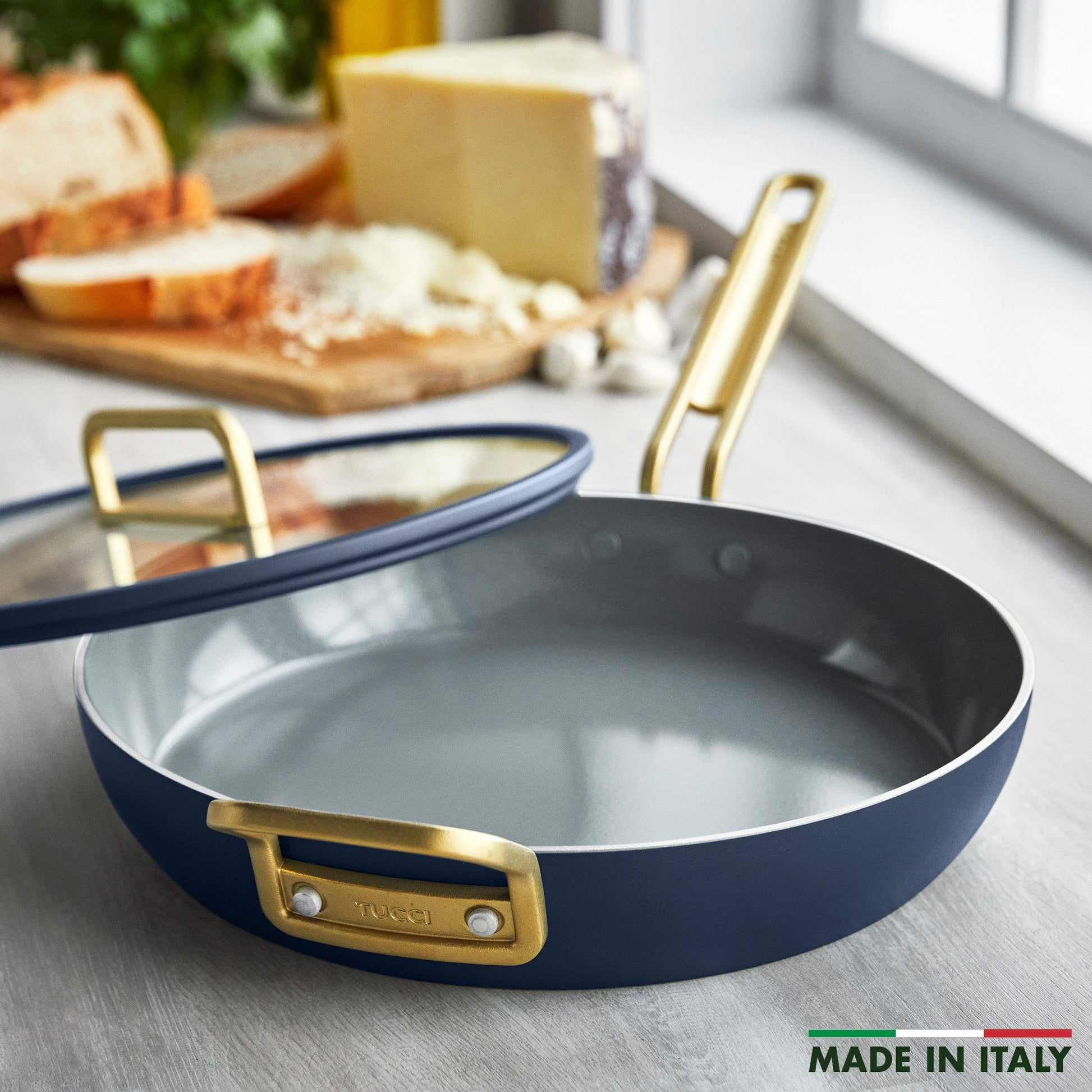 Stanley Tucci™ Ceramic Nonstick 12" Frypan with Lid | Marino Blue
