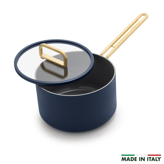 Stanley Tucci™ Ceramic Nonstick 4-Quart Saucepan with Lid | Marino Blue