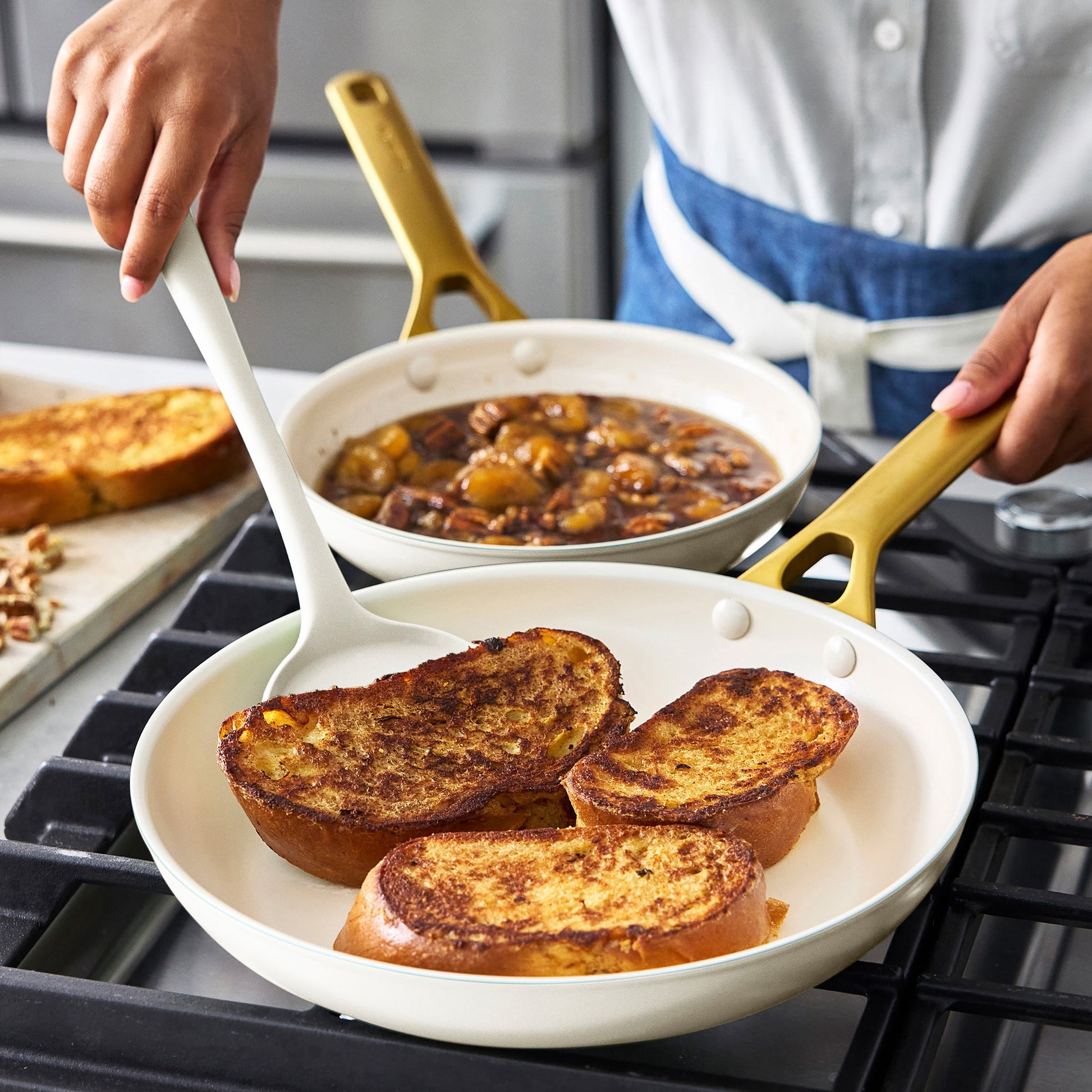 Reserve Pro Ceramic Nonstick 8", 10" and 12" Frypan Set | Cream