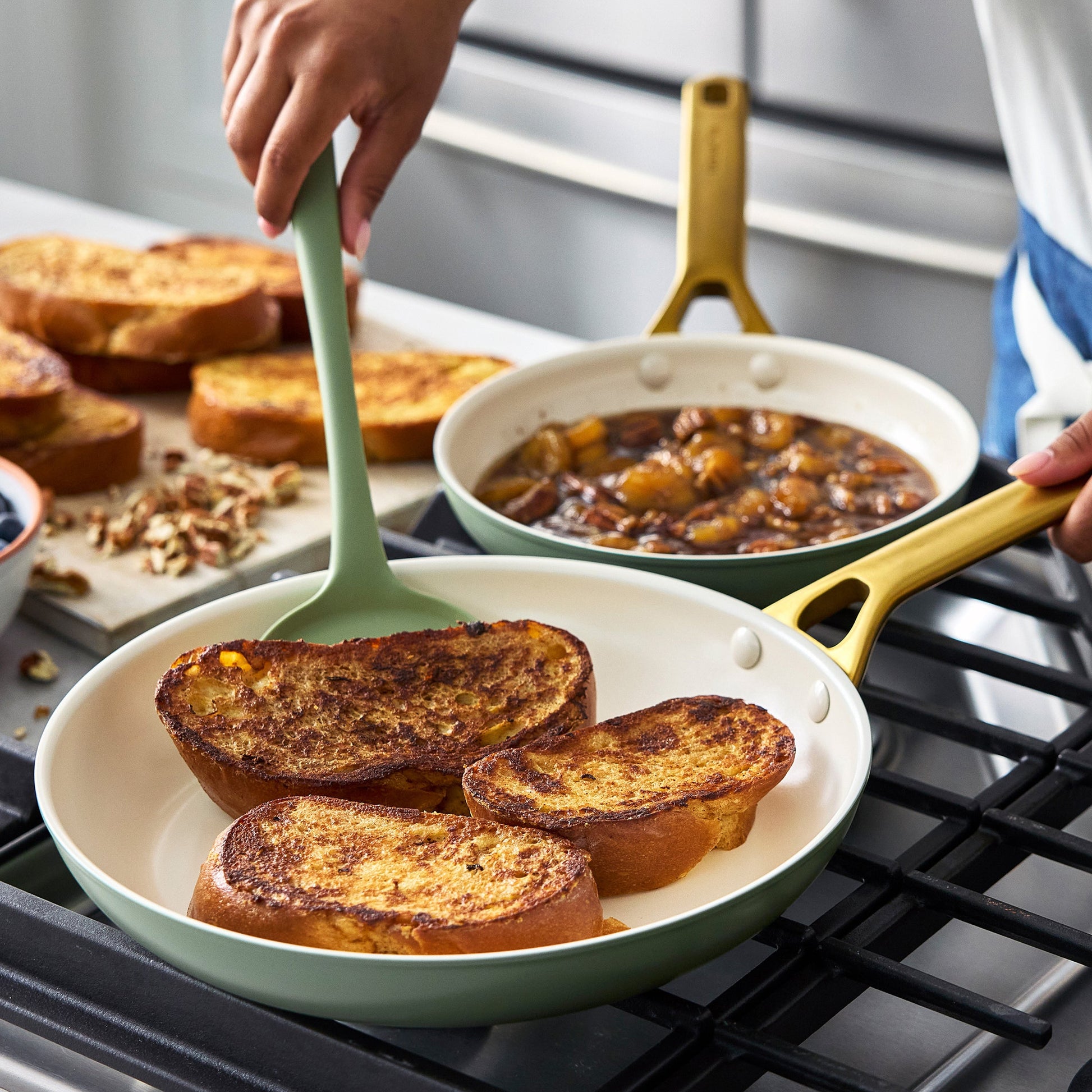 Reserve Pro Ceramic Nonstick 8", 10" and 12" Frypan Set | Sage