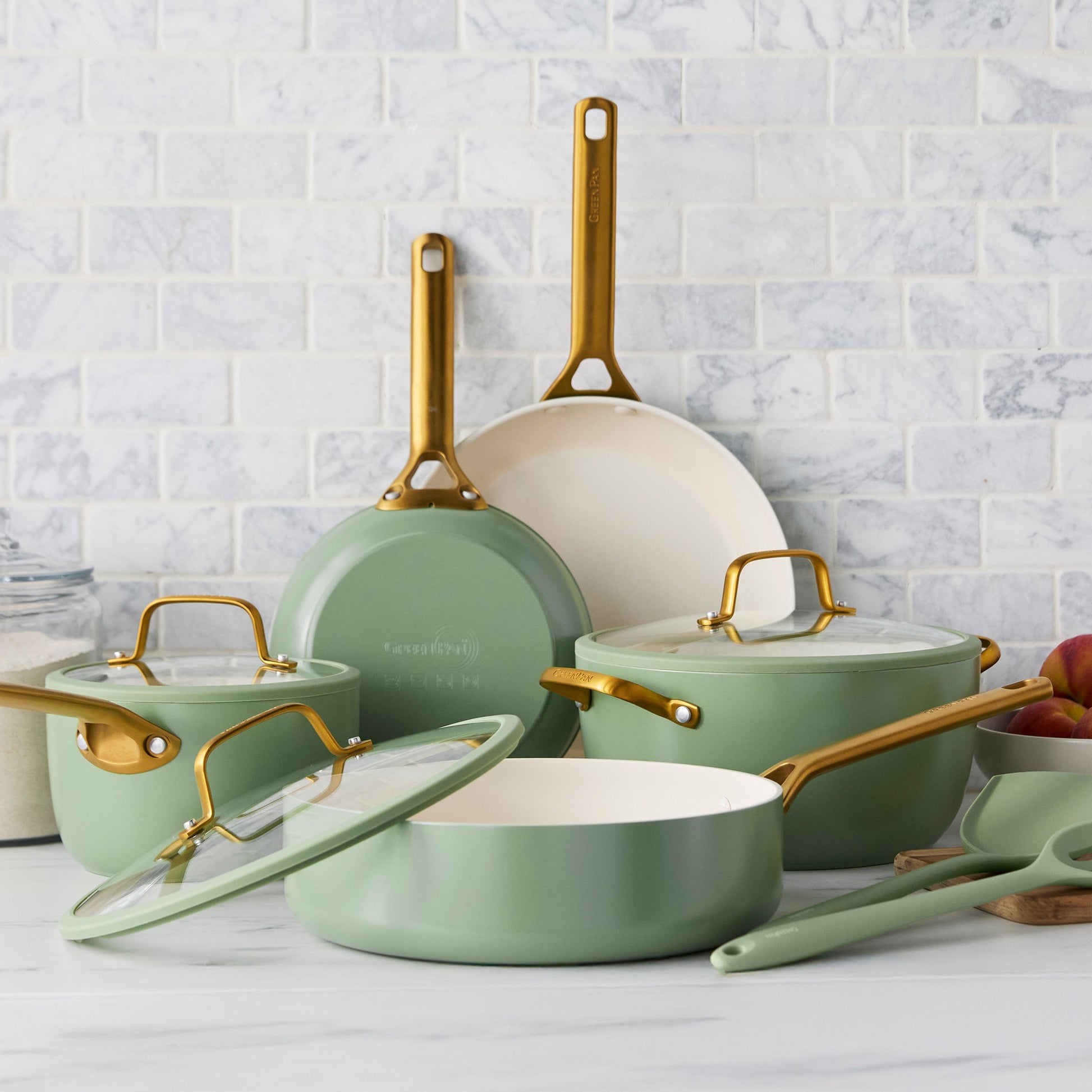 Reserve Pro Ceramic Nonstick 10-Piece Cookware Set | Sage