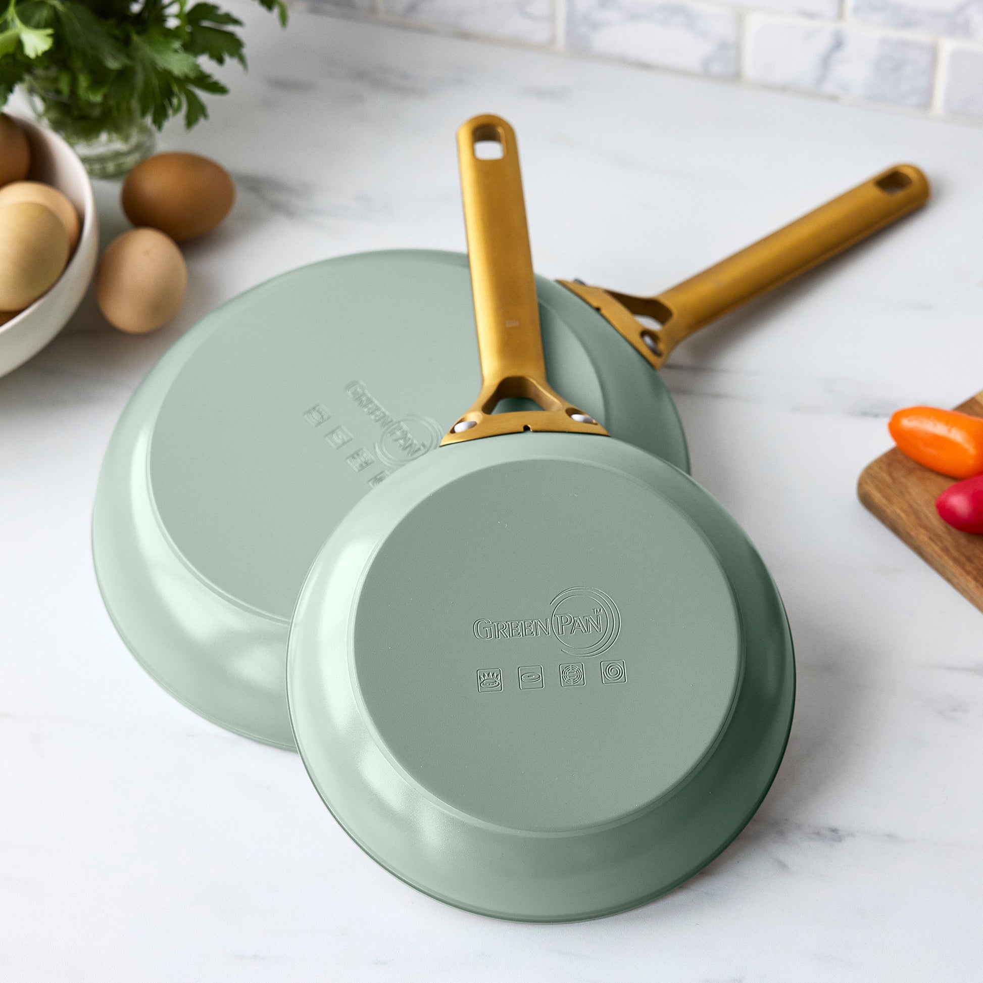 Reserve Pro Ceramic Nonstick 10" and 12" Frypan Set | Moss