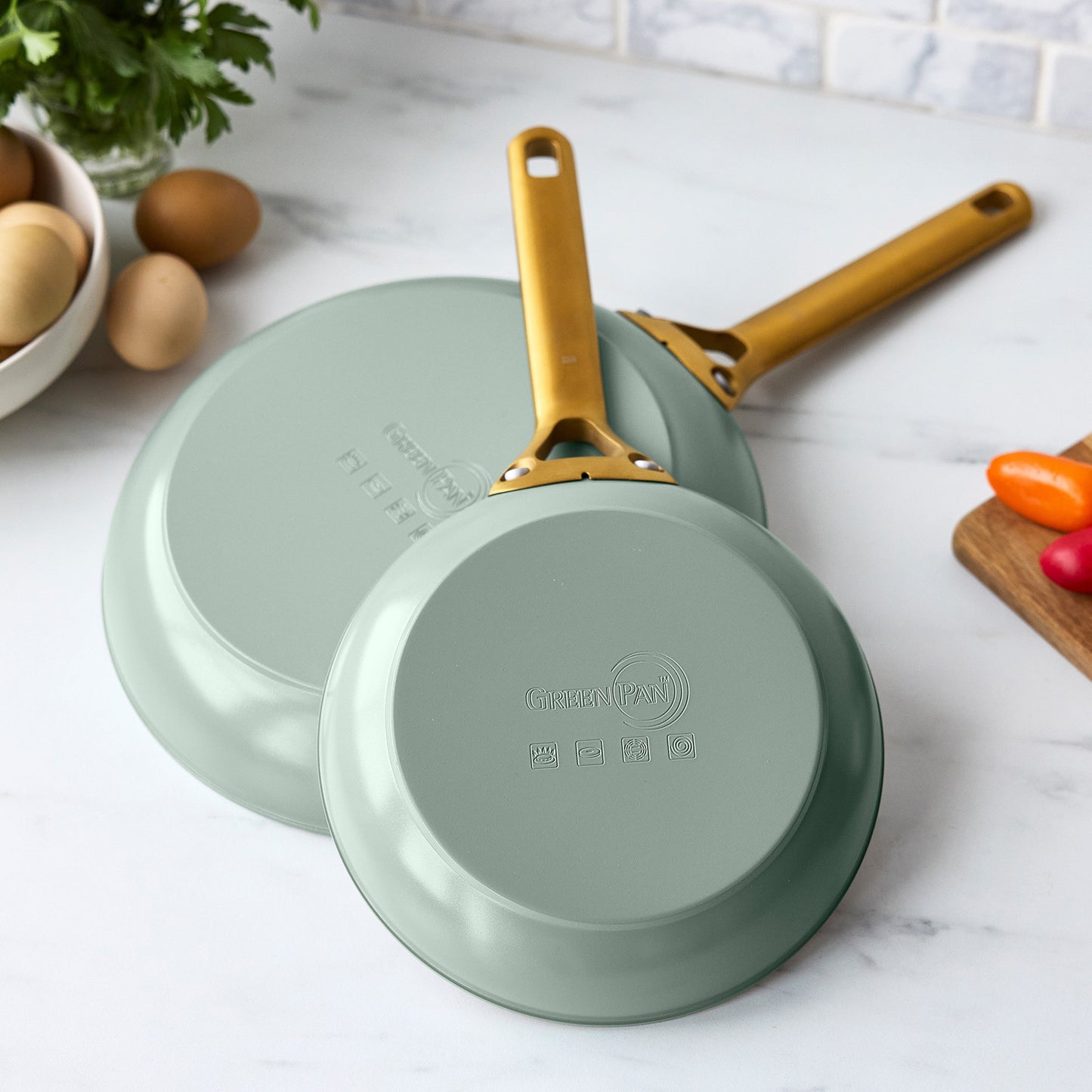 Reserve Pro Ceramic Nonstick 8", 10" and 12" Frypan Set | Moss