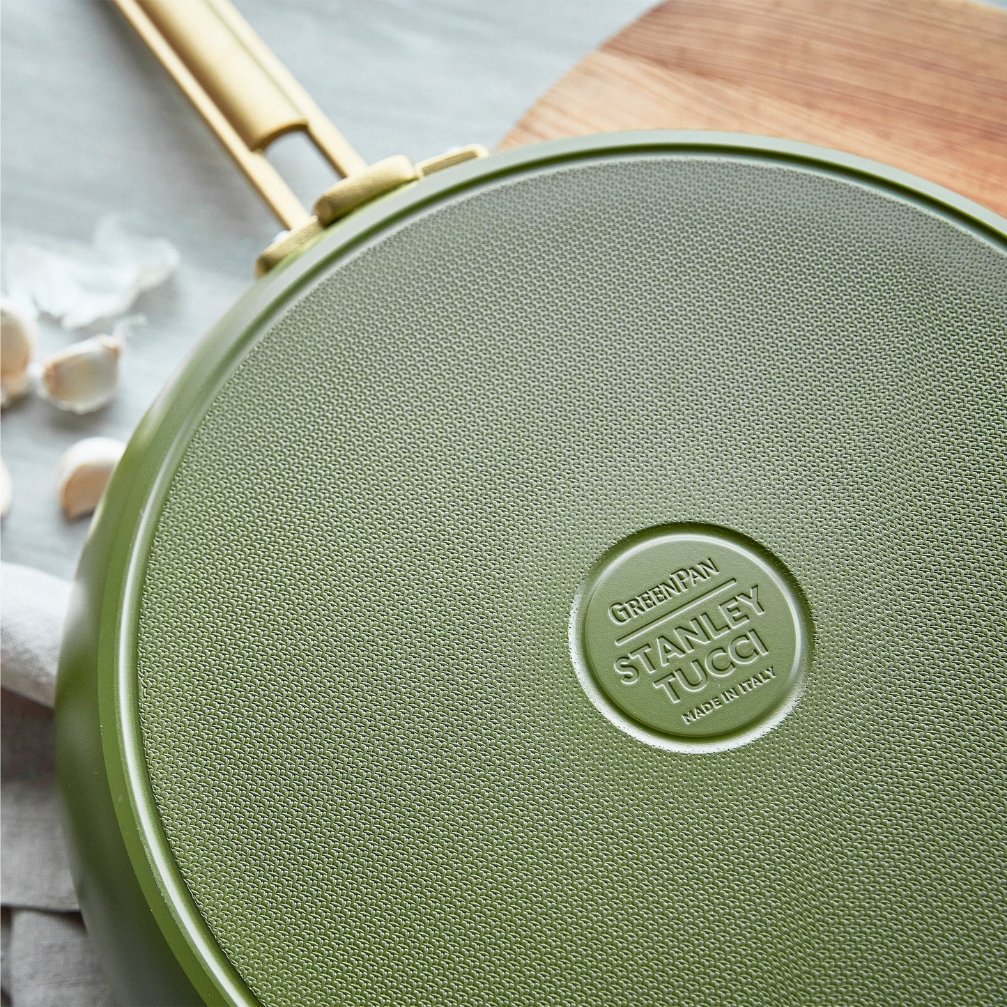 Stanley Tucci™ Ceramic Nonstick 12" Frypan with Lid | Tuscan Olive