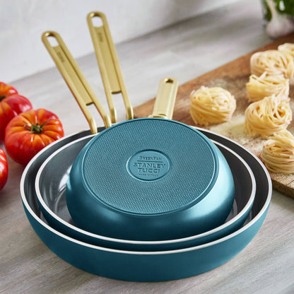 Stanley Tucci™ Ceramic Nonstick 8", 10" and 12" Frypan Set | Venetian Teal