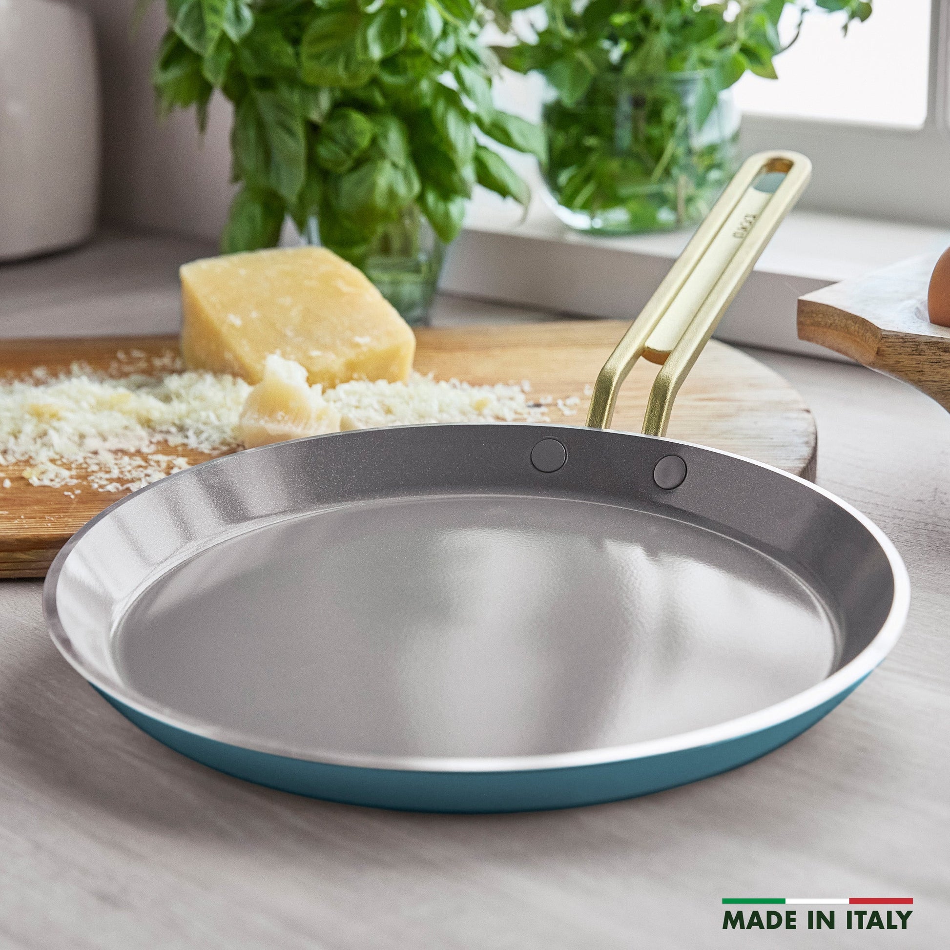 Stanley Tucci™ Ceramic Nonstick 10" Crepe and Omelette Pan | Venetian Teal