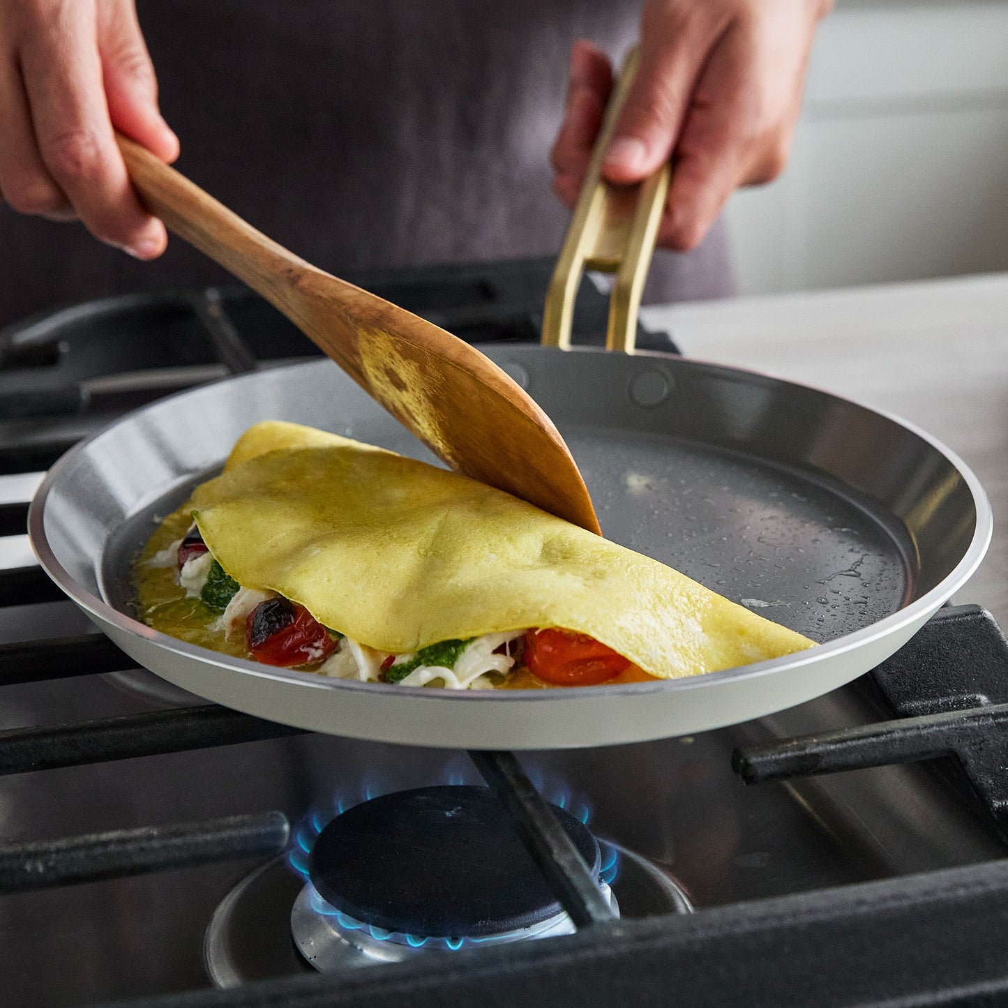 Stanley Tucci™ Ceramic Nonstick 10" Crepe and Omelette Pan | Carrara White